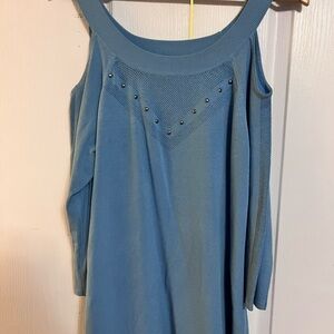 Laura Chic Blue Off-the-Shoulder Sweater with Studs